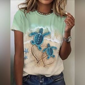 Sea Turtle Graphic Women's Top NWOT
